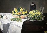 Edouard Manet Still Life with Melon and Peaches painting